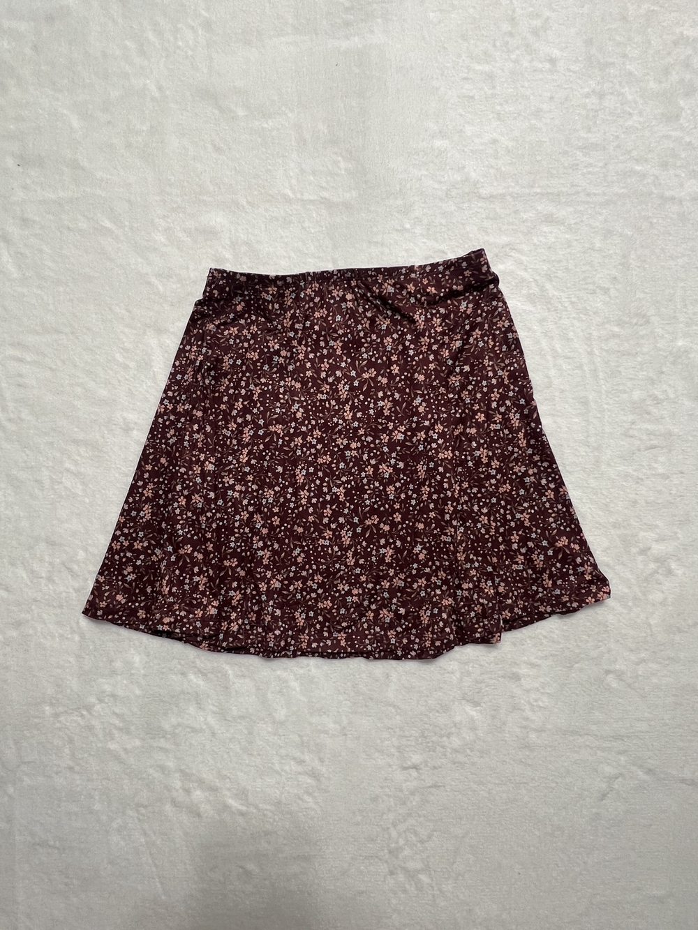 Wallflower Burgundy Floral Button-Front Skater Skirt - Picture 2 of 6